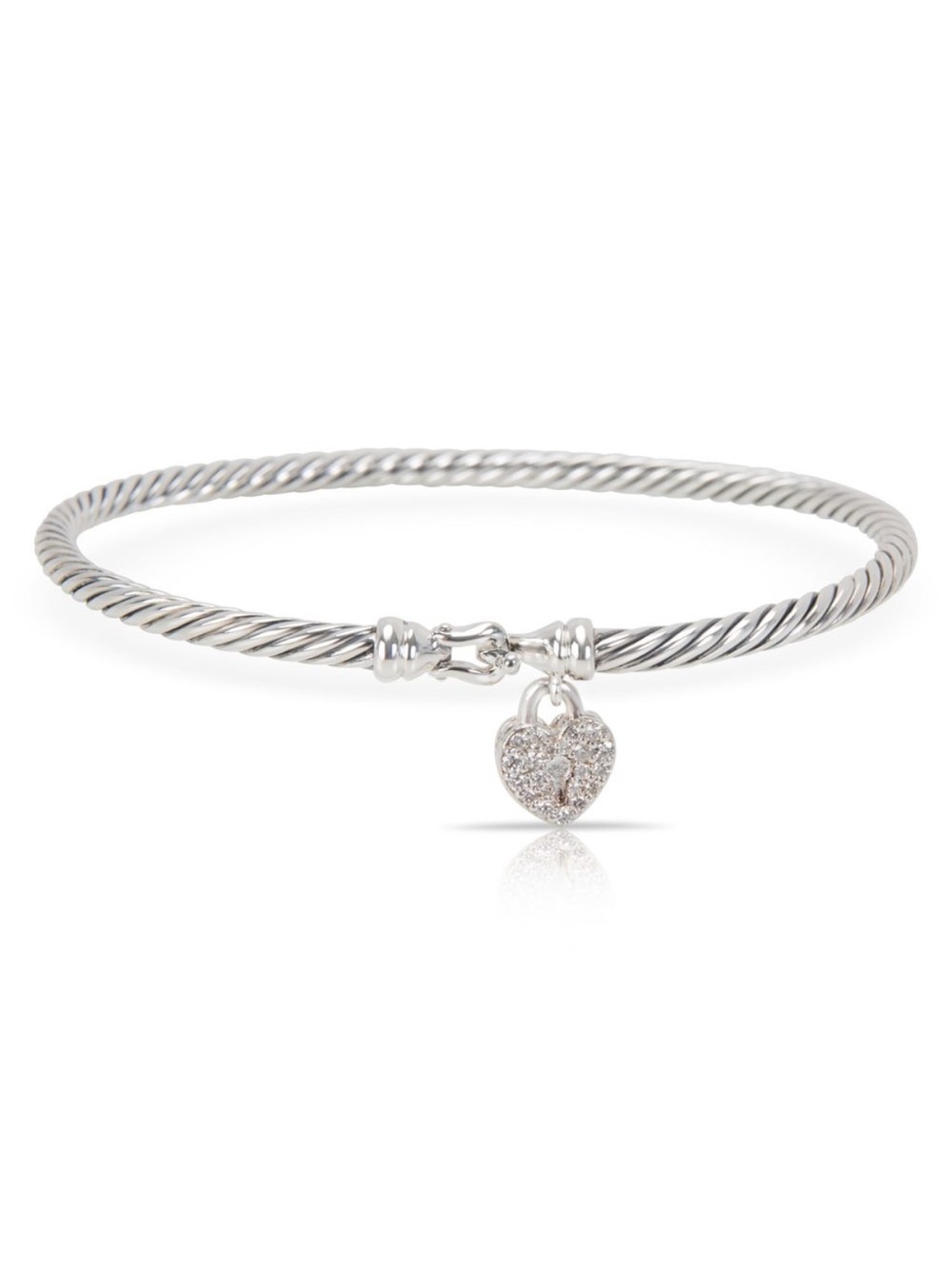 David Yurman Diamond Cable Collectibles Heart Lock Bracelet